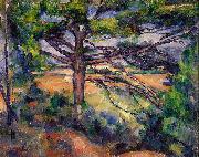 Paul Cezanne Grobe Kiefer mit roten Feldern painting